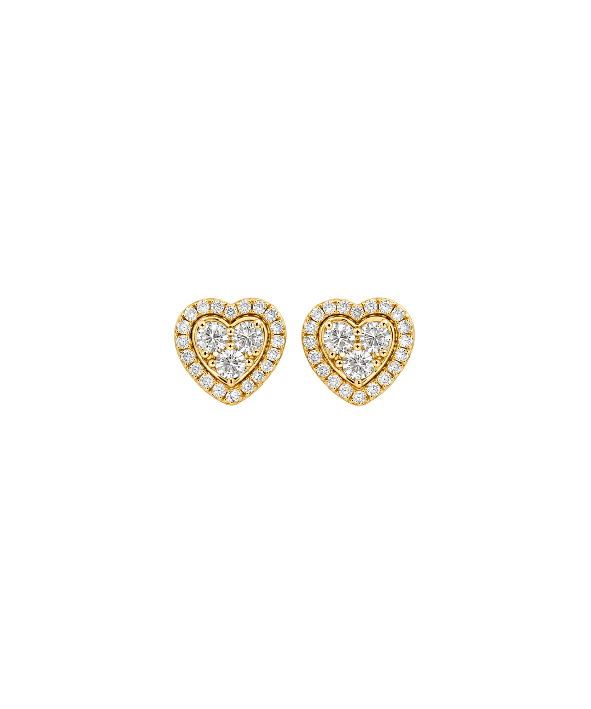 1.15ct Diamond 14K Gold Heart Stud Earrings