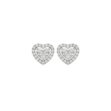 1.04ct Diamond 18K Gold Cluster Heart Stud Earrings