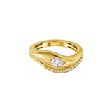 0.40ct Diamond 14K Gold Wave Bezel Ring