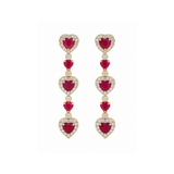 7.11ct Ruby Diamond 14K Gold Drop Heart Earrings