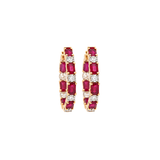 5.20ct Diamond Ruby 14K Gold Inside Outside Hoop Earrings