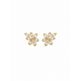 0.56ct Diamond 18K Gold Cluster Illusion Leaf Earrings