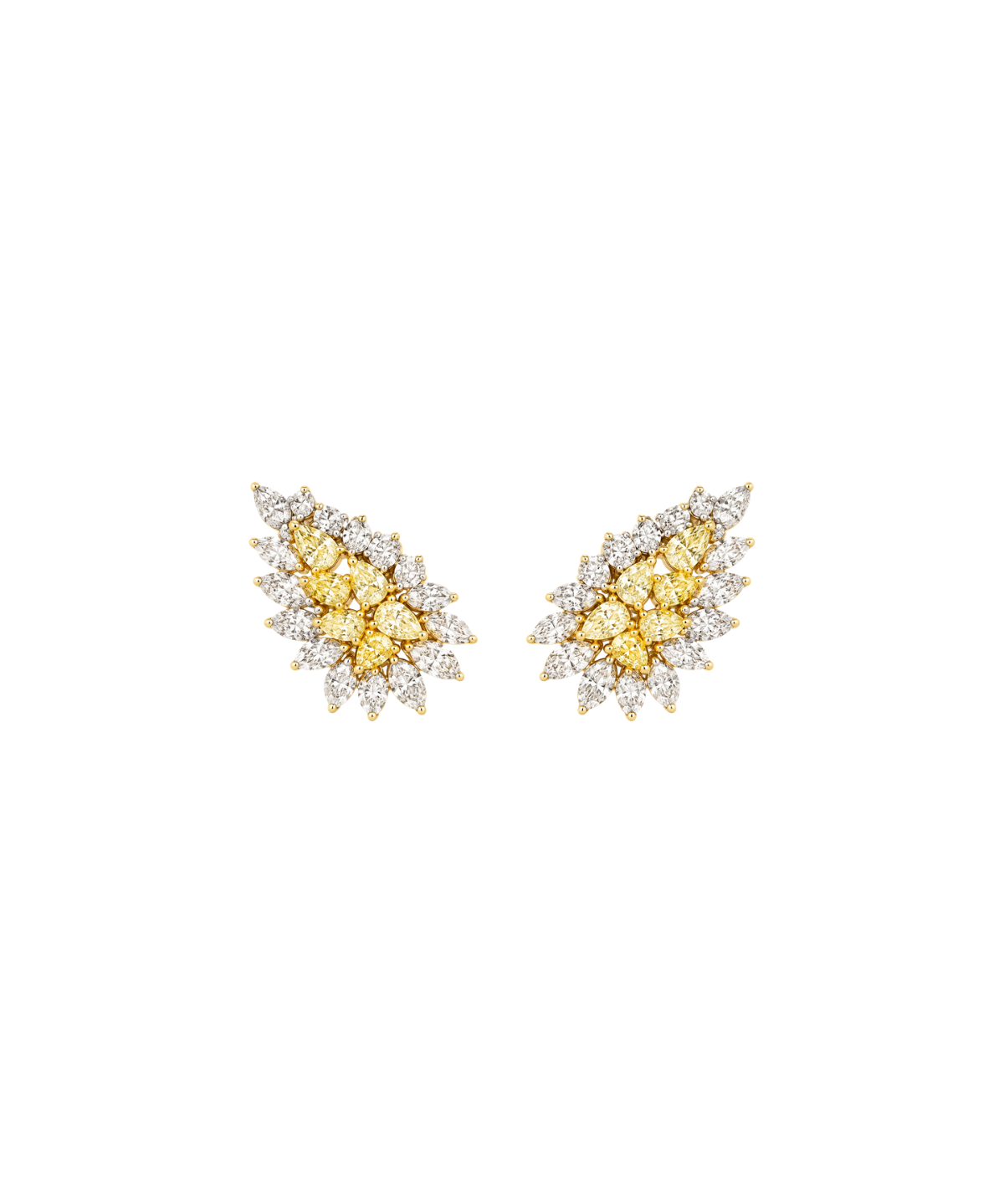 1.40ct Diamond 18K Gold Cluster Leaf Climber Earrings
