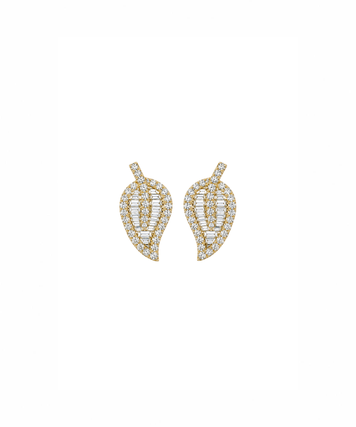 0.86ct Diamond 18K Gold Leaf Stud Earrings