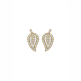 0.86ct Diamond 18K Gold Leaf Stud Earrings