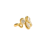 3.36ct Diamond 18K Gold Wave Pear Ring