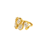 3.36ct Diamond 18K Gold Wave Pear Ring