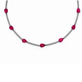 9.5ct Diamond Ruby 18K Gold Stationed Tennis Necklace