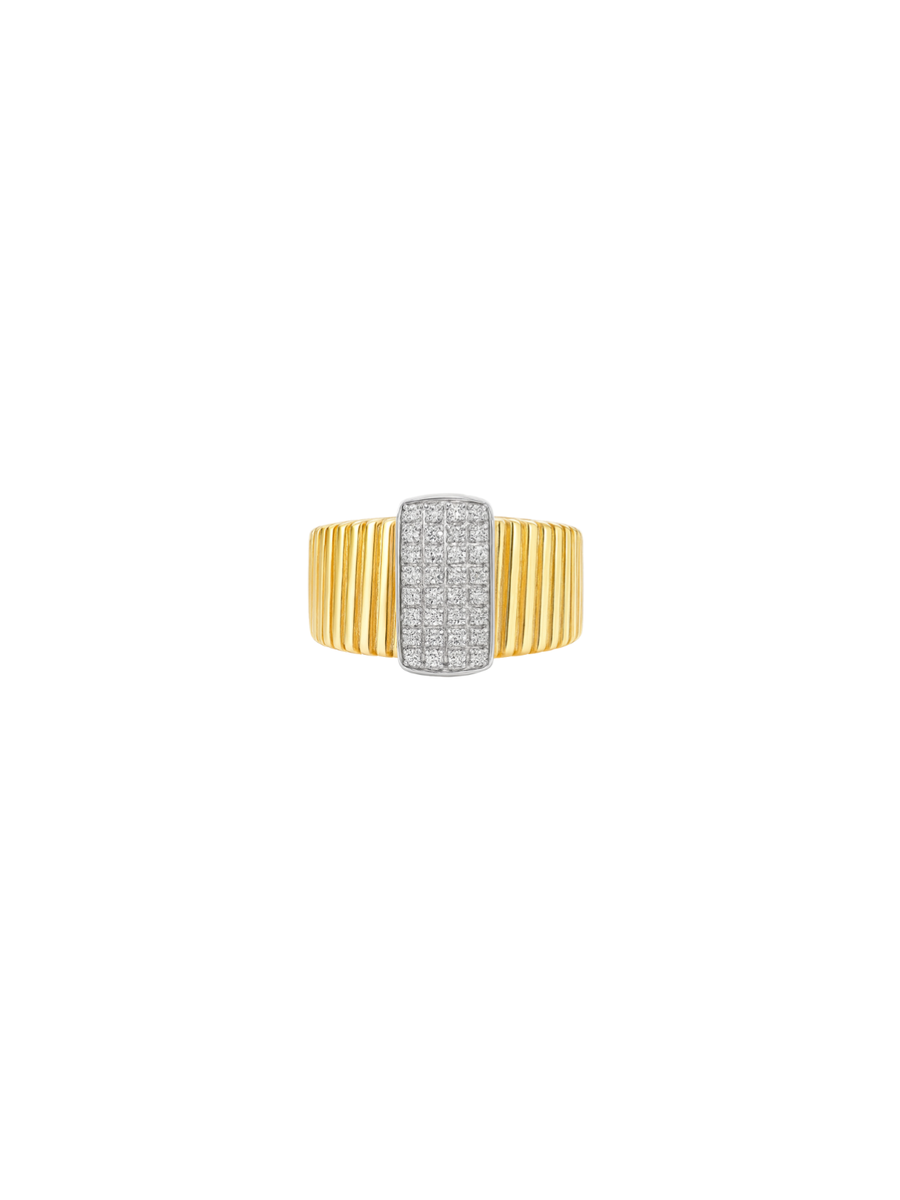 0.33ct Diamond 18K Italian Gold Grooved Ring