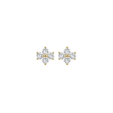 1.02ct Diamond 18K Gold Four Stone Cluster Earrings