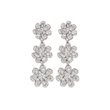4.10ct Diamond 14K Gold Cluster Flower Drop Earrings