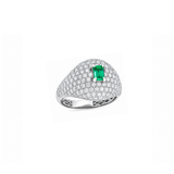 1.91ct Diamond Emerald 18K Gold Pave Ring