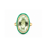 28.91ct Green Amethyst Malachite Diamond 18K Gold Cocktail Ring