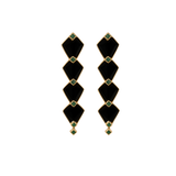 14.60ct Onyx Emerald 18K Gold Statement Cascade Earrings