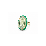 28.91ct Green Amethyst Malachite Diamond 18K Gold Cocktail Ring
