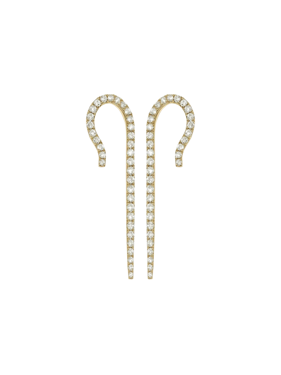 3.27ct Diamond 14K Gold Linear Cascade Earrings