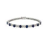 8.15ct Diamond Sapphire 14K Gold Tennis Bracelet