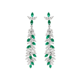 4.17ct Emerald Diamond 18K Gold Leaf Statement Earrings