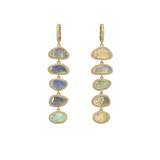 12.57ct Diamond Opal 14K Gold Dangle Drop Earrings