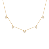 0.52ct Diamond 18K Gold Pave Heart Stationed Necklace