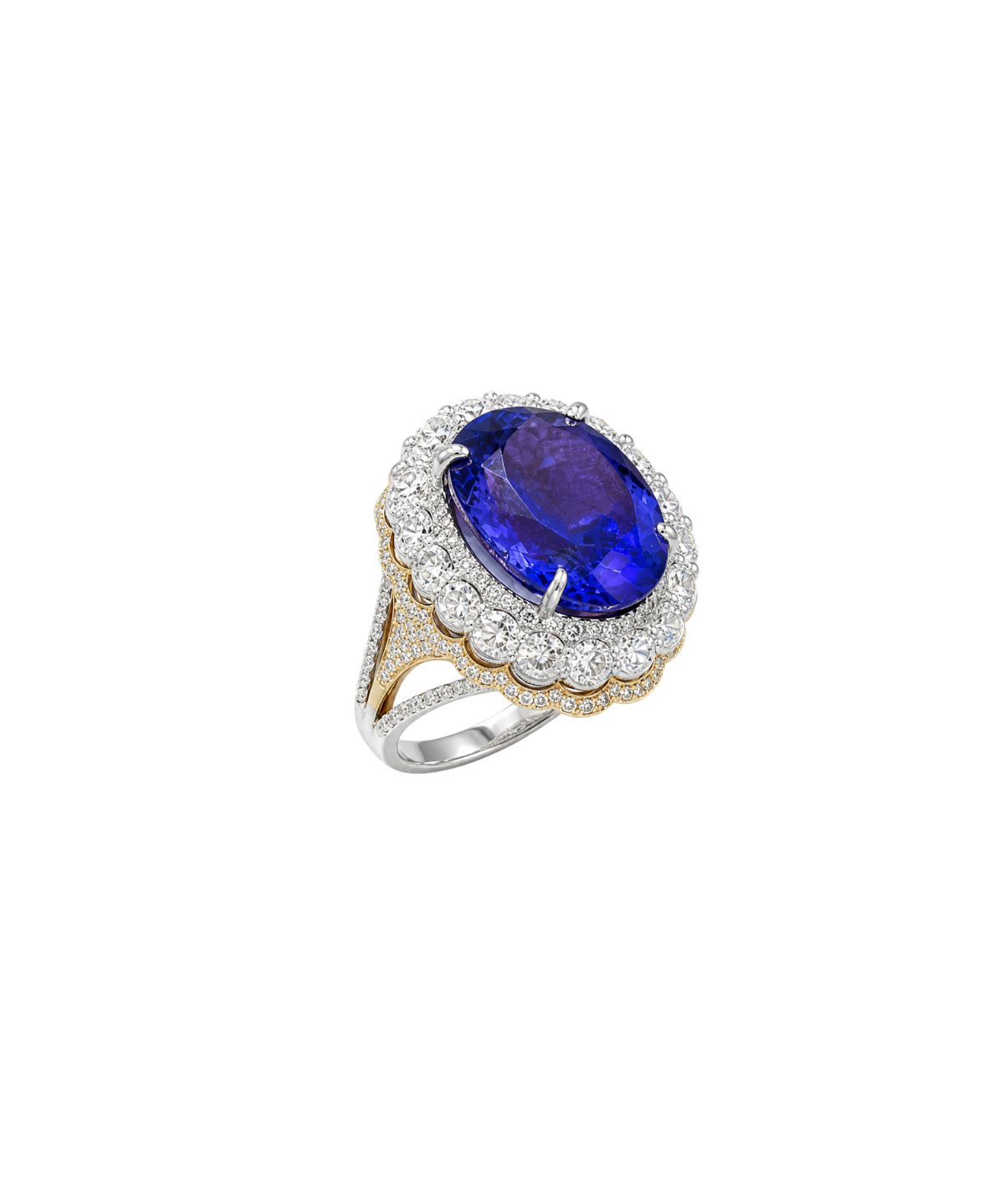 14.65ct Diamond Tanzanite 18K Gold Cocktail Ring