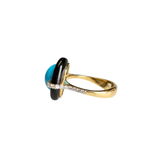 10.65ct Diamond Turquoise Black Onyx 18K Gold Cocktail Ring