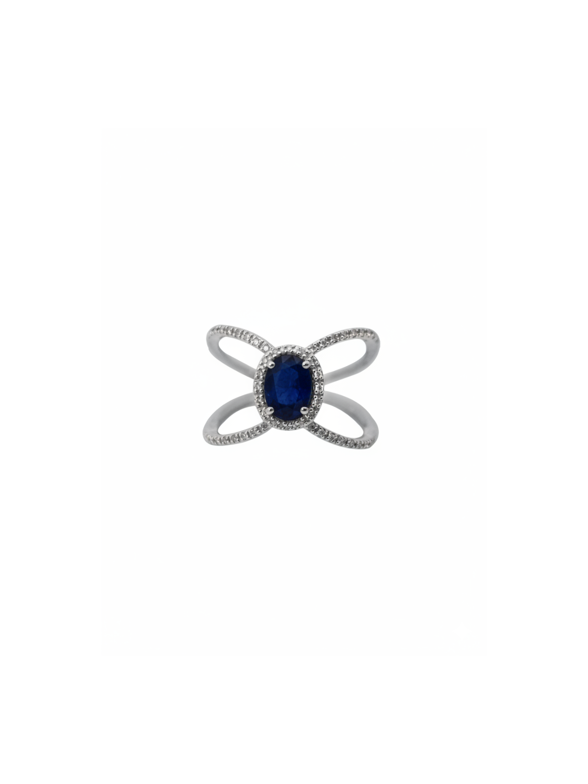 1.70ct Diamond Sapphire 18K Open Shank Ring