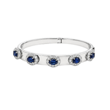 4.85ct Diamond Blue Sapphire 14K Gold Bangle Bracelet