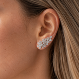 1.36ct Diamond 18K Gold Leaf Climber Baguette Earrings