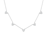 0.52ct Diamond 18K Gold Pave Heart Stationed Necklace