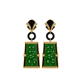 12.94ct Diamond Jade Onyx 18K Gold Statement Earrings