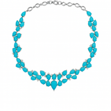 65.28ct Turquoise Diamond 14K Gold Statement Necklace