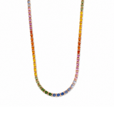 32.27ct Diamond Multi Sapphire 18K Gold Long Tennis Necklace