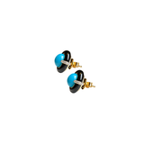 11.253ct Turquoise Diamond Black Onyx 18K Gold Earrings