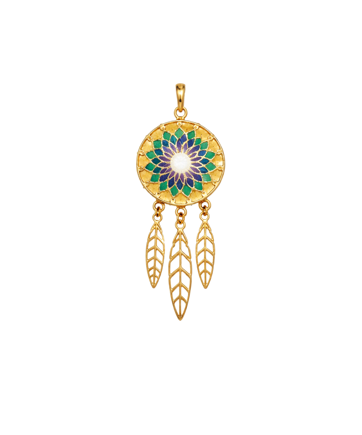 14K Gold Dream Catcher Pendant