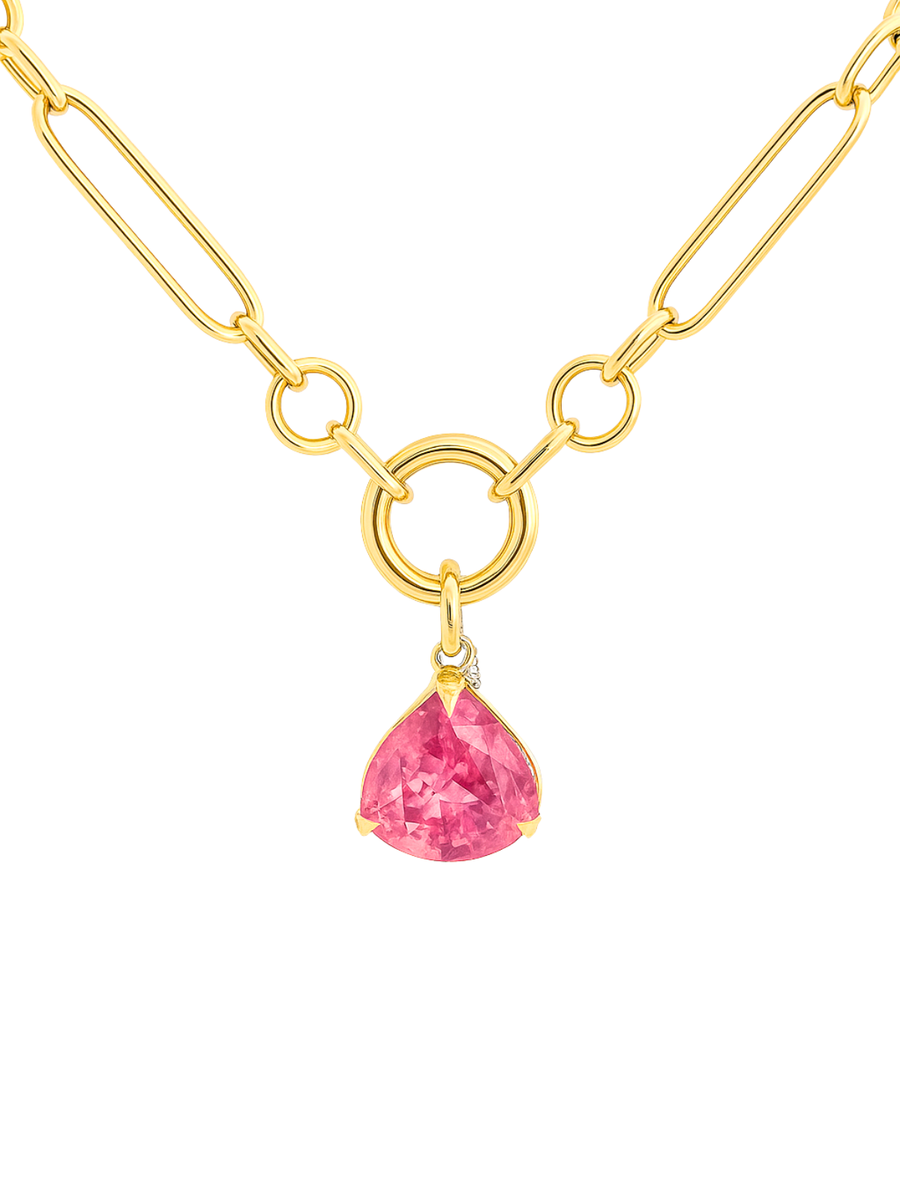 0.08ct Diamond Watermelon Tourmaline 18K Gold Pendant