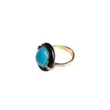 10.65ct Diamond Turquoise Black Onyx 18K Gold Cocktail Ring