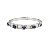 4.85ct Diamond Blue Sapphire 14K Gold Bangle Bracelet