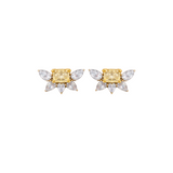 4.31ct Diamond 18K Gold Half Flower Earrings