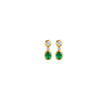 0.68ct Diamond Emerald 14K Gold Bezel Dangle Drop Earrings