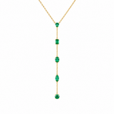 0.70ct Emerald 18K Gold Lariat Necklace