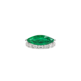 3.30ct Diamond Emerald 18K Gold East West Marquise Ring