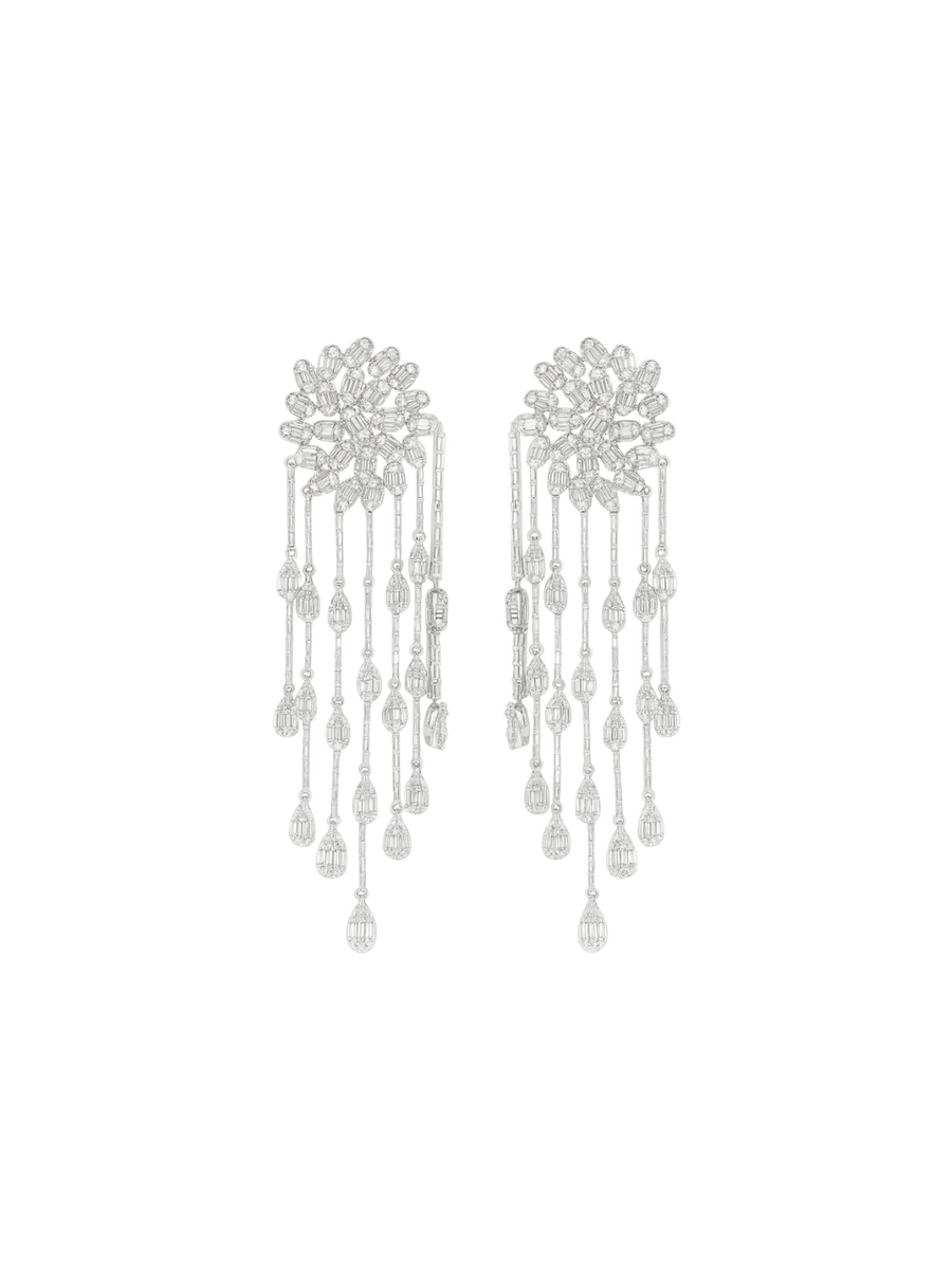 6.25ct Diamond 14K Gold Flower Cascade Earrings