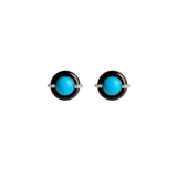 11.253ct Turquoise Diamond Black Onyx 18K Gold Earrings