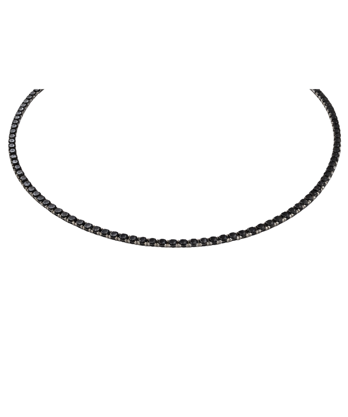 4.03ct Black Diamond 18K Gold Tennis Necklace
