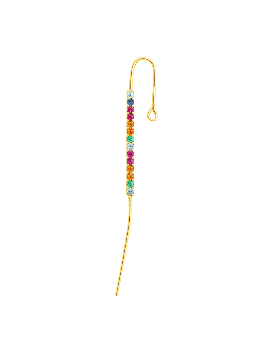 0.24ct Multi Gemstone 18K Gold Ear Pin Earrings