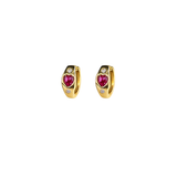 0.56ct Diamond Ruby 14K Gold Heart Hoop Earrings