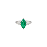 1.79ct Diamond Emerald 18K Gold Marquise Ring