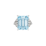 6.45ct Diamond Aquamarine Platinum Cushion Ring