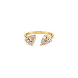 1.06ct Diamond 18K Gold Large Open Pear Signet Ring